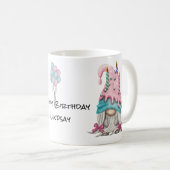 Personalize Girl Gnome Pink Blue Birthday Candle Coffee Mug (Front Right)