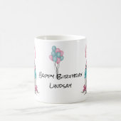 Personalize Girl Gnome Pink Blue Birthday Candle Coffee Mug (Center)