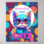 Personalize Girl Loves Cats  Poster at Zazzle