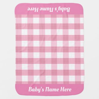 Personalize Girls Pink Plaid  Baby Blanket