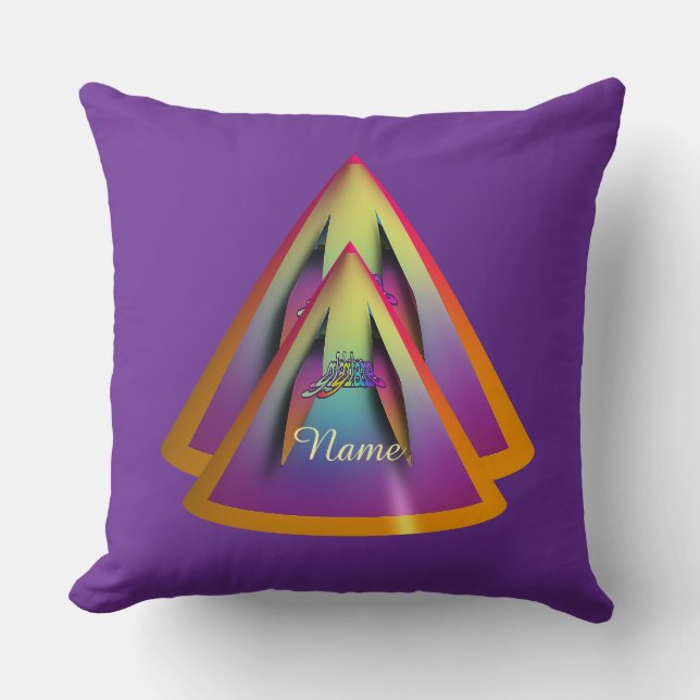 Personalize Glare Logo Double Pyramid Cone Purple  Throw Pillow (Front)