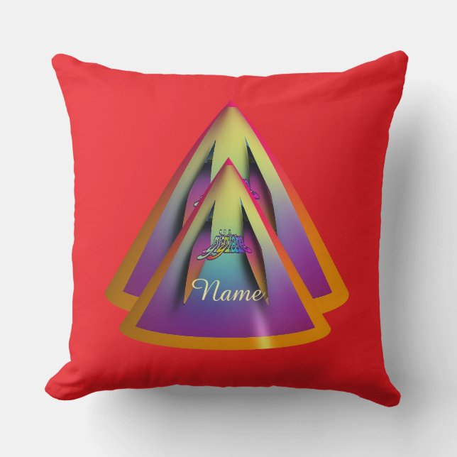 Personalize Glare Logo Double Pyramid Cone Throw Pillow (Front)