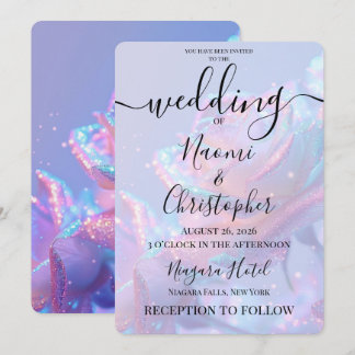 Personalize: Glitter Frosted Roses Wedding Invitation