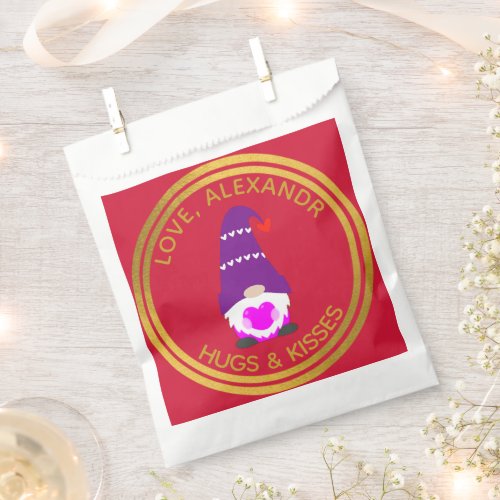 Personalize  Gnome Heart Red and Purple Favor Bag