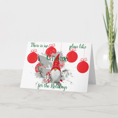 Personalize Gnome Holiday Christmas Greeting Card