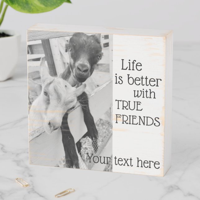 Personalize Goat Friendship Wood Box Sign (In Situ Horizontal)