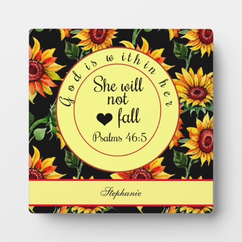 Personalize God Is Within Her  Scripture Sunflower Plaque