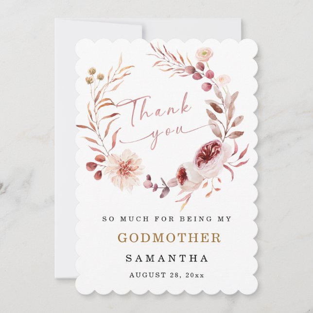 Personalize Godmother thank you card (Front)