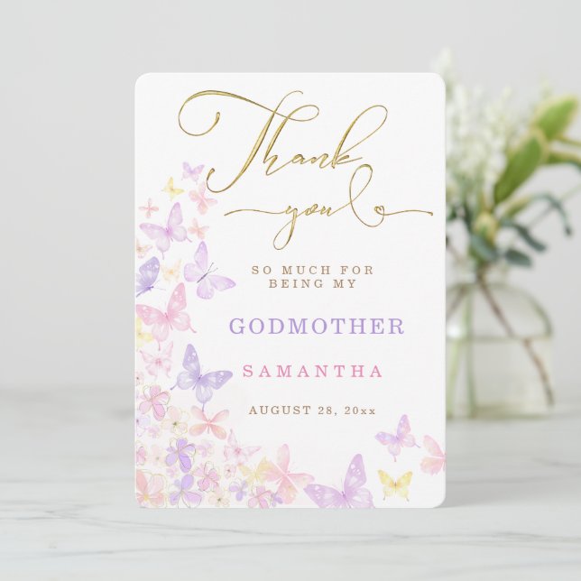Personalize Godmother thank you card (Standing Front)