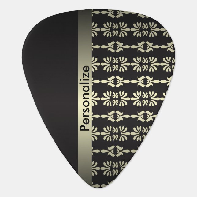 Personalize Gold and Black Print Guitar Pick (Front)