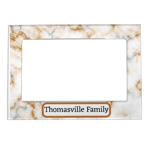 Personalize Gold And White Marble  Magnetic Frame