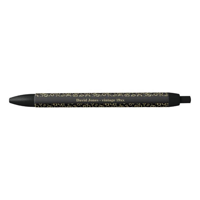 Personalize Gold/Black 60th Birthday Party Favor Pen (Front)