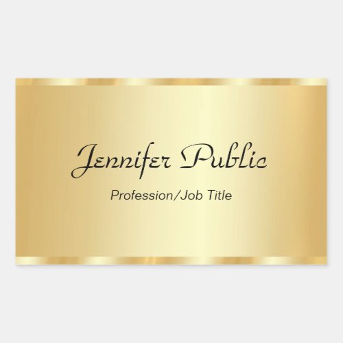 Personalize Gold Elegant Script Glamour Template Rectangular Sticker