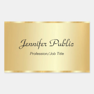 Personalize Gold Elegant Script Glamour Template Rectangular Sticker