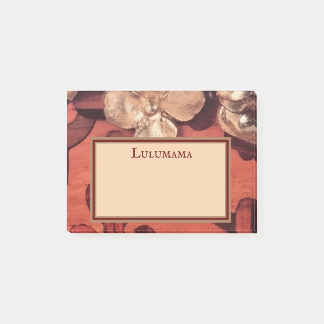 Personalize GOLD GILD floral, w/ Inlaid Wood image Post-it Notes (Front)