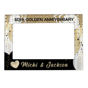 Personalize Gold Glitter 50th Anniversary Magnetic Frame