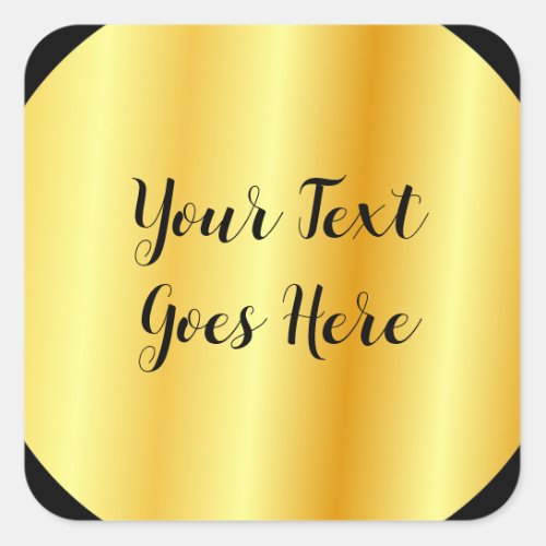 Personalize Gold Look Add Your Text Here Elegant Square Sticker
