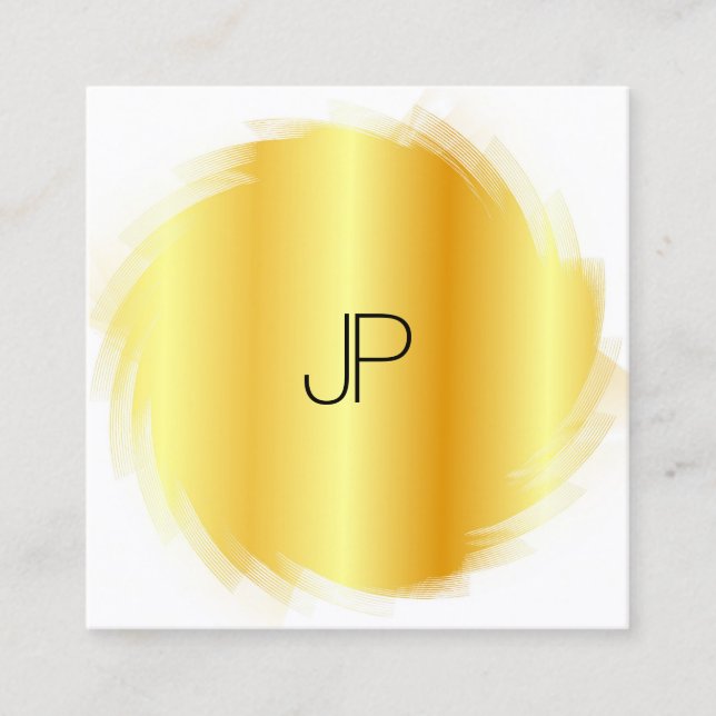 Personalize Gold Look Elegant Monogram Template Square Business Card (Front)