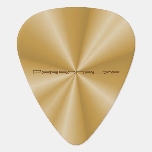 Personalize Gold Metallic Print 🎸 Guitar Pick (Front)
