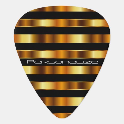 Personalize Gold Metallic Stripes Guitar Pick