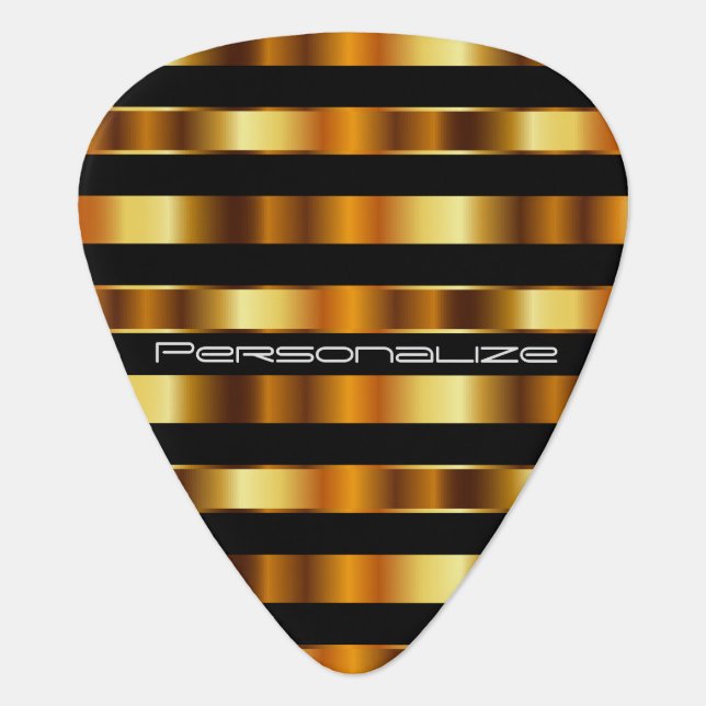Personalize Gold Metallic Stripes Guitar Pick (Front)