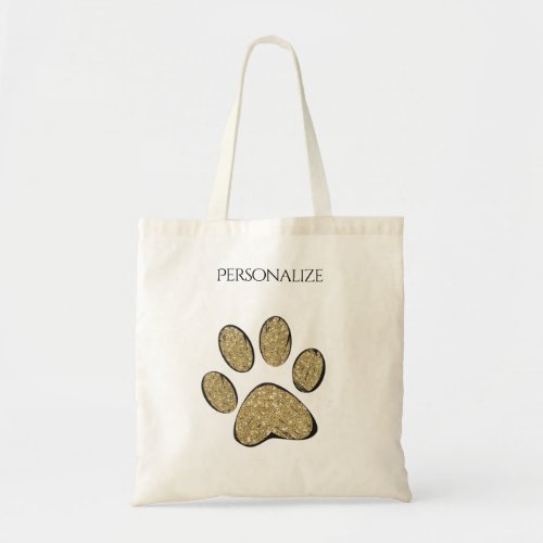 Personalize Gold Pet Paw Effect on Tote Bag