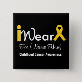 Personalize gold Ribbon Childhood Cancer Pinback Button