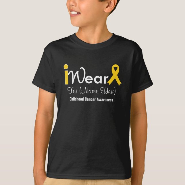 Personalize Gold Ribbon Childhood Cancer T-Shirt (Front)