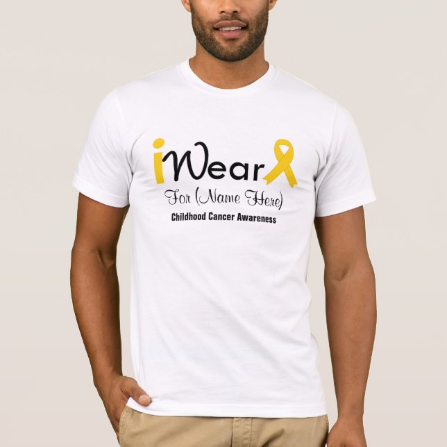 Personalize Gold Ribbon Childhood Cancer T-Shirt (Front)
