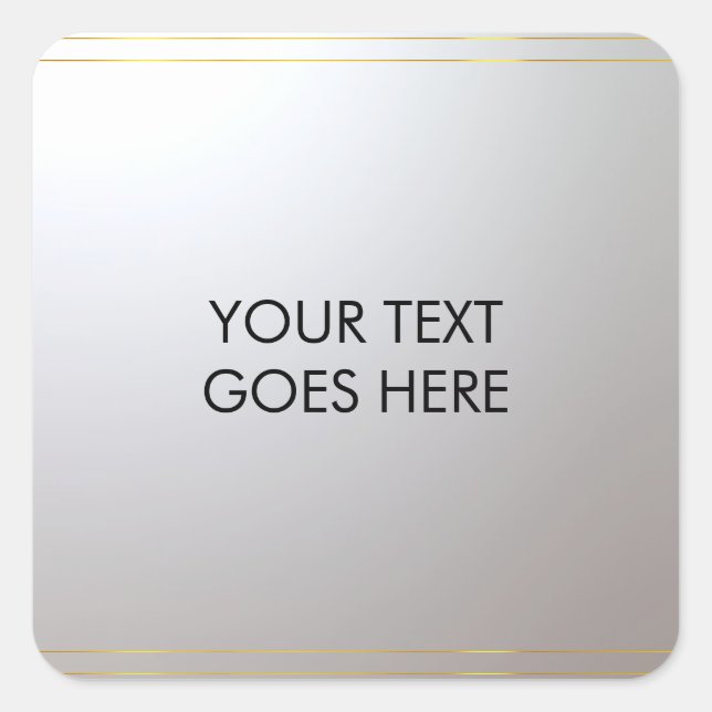 Personalize Gold Silver Add Your Text Here Square Sticker (Front)
