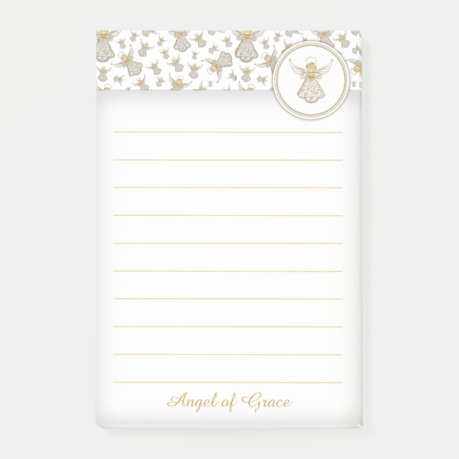 Personalize:  Golden Christmas "Angel of Grace" Post-it Notes (Front)