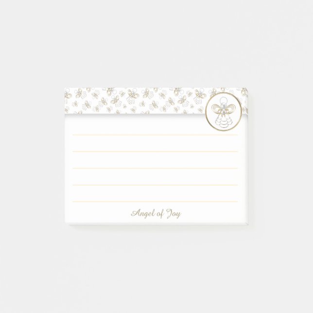 Personalize:  Golden Christmas "Angel of Joy" Post-it Notes (Front)