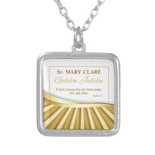 Personalize Golden Jubilee of Religious Life Silver Plated Necklace