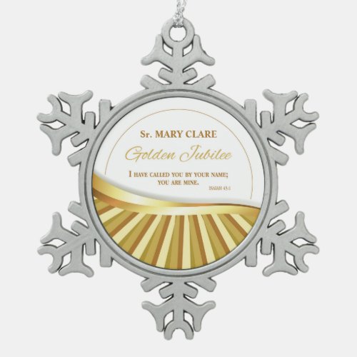 Personalize Golden Jubilee of Religious Life Snowflake Pewter Christmas Ornament