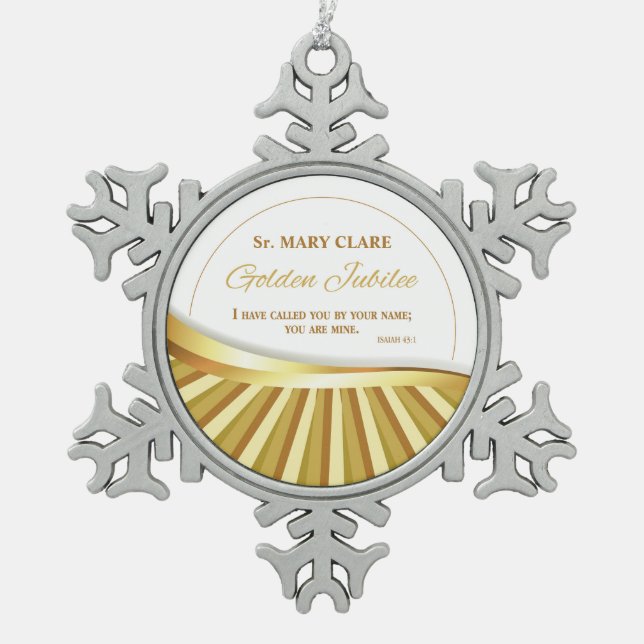 Personalize, Golden Jubilee of Religious Life, Snowflake Pewter Christmas Ornament (Front)