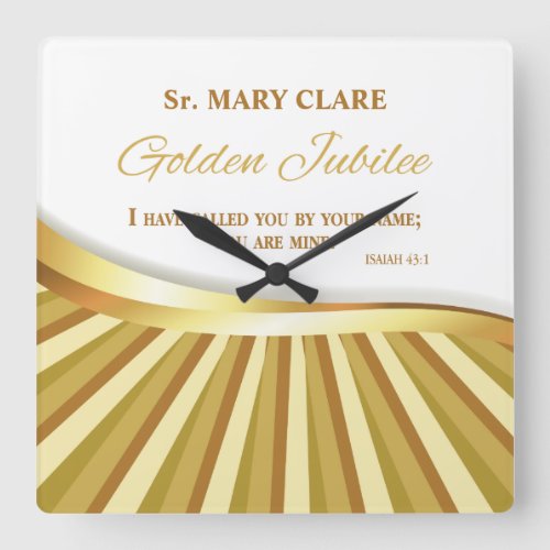 Personalize Golden Jubilee of Religious Life Square Wall Clock