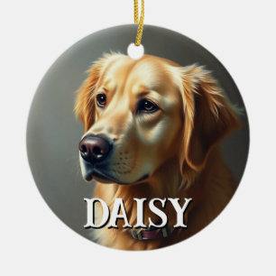 Personalize Golden Retriever Ceramic Ornament