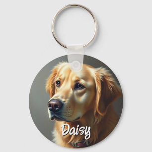 Personalize Golden Retriever Keychain