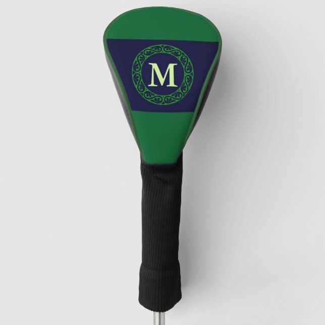 Personalize Golf Head Cover Initial for Dad Green (Front)