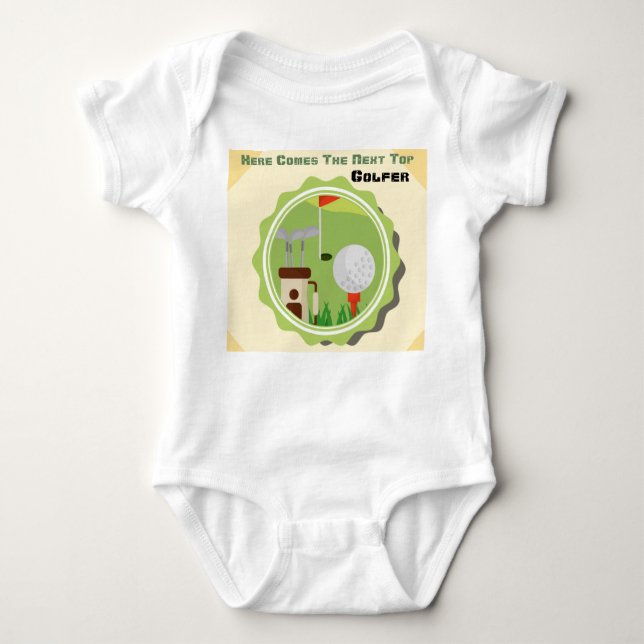 Personalize Golf Theme Aspiring Golfer Baby Bodysuit (Front)