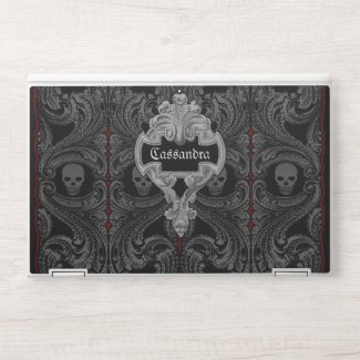 Personalize Goth Gray Ornament & Skull