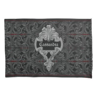 Personalize Goth Gray Ornament & Skull 