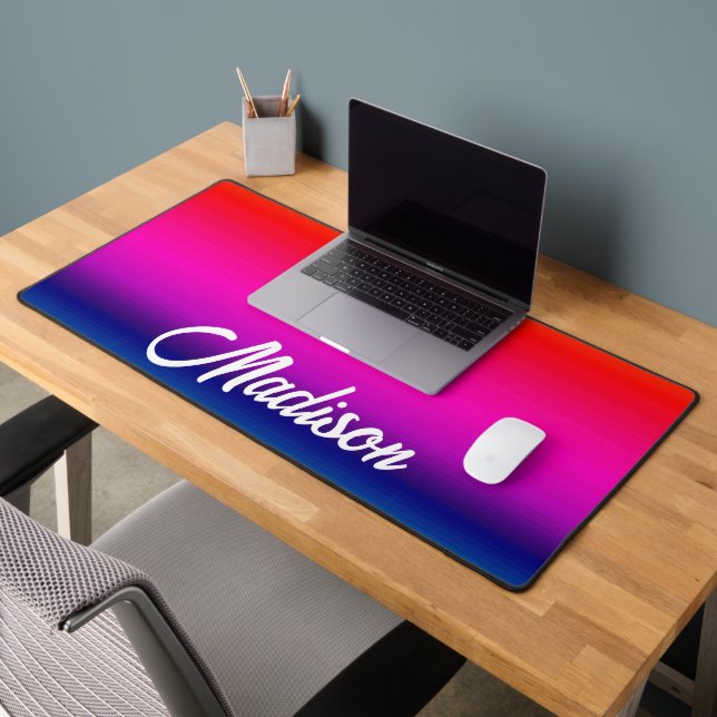 Personalize Gradient Color Sunset Blend Your Name Desk Mat (Office 2)
