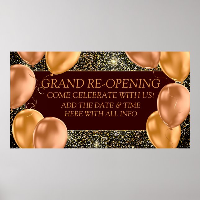 Personalize Grand Opening Re-Opening Small Busines Poster (Front)