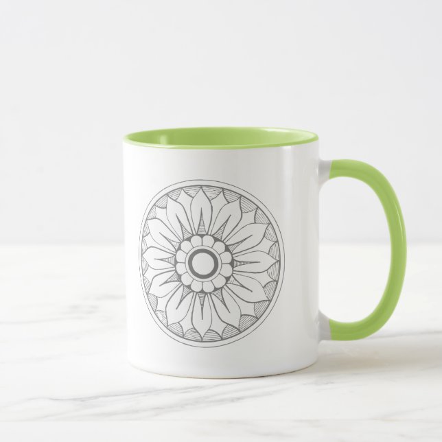 Personalize Gray and Lime Medallion Pattern Mug (Right)