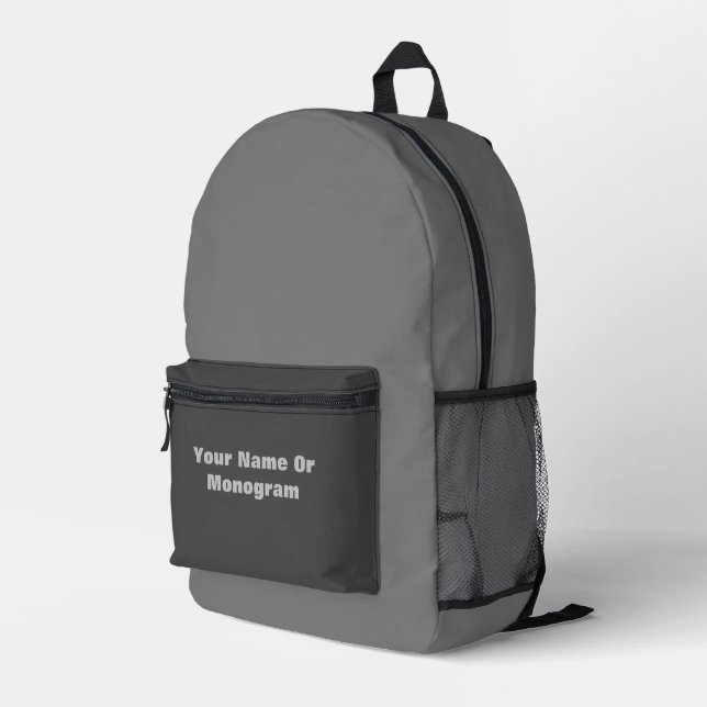 Personalize Gray  Printed Backpack (Back Corner Right)