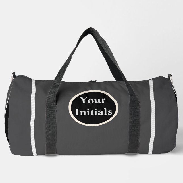 Personalize Gray Stripe  Duffle Bag (Front)