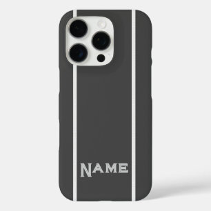 Personalize Gray+ Stripes  iPhone 16 Pro Case
