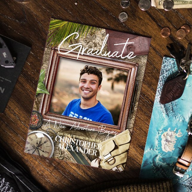 Personalize Great Adventurer Theme Graduation Invitation (Creator Uploaded)