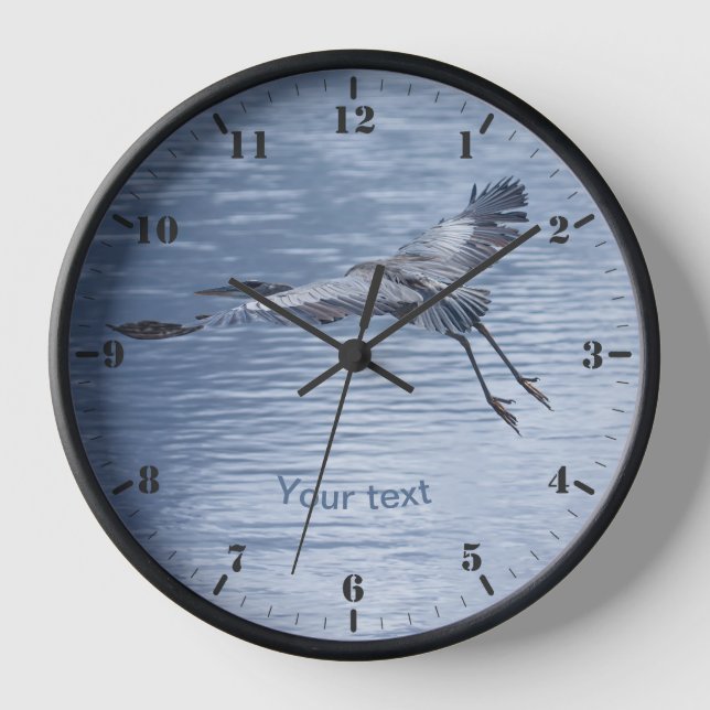 Personalize Great Blue Heron in flight Clock (Front)